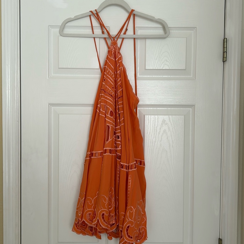 Free people orange trapeze dress